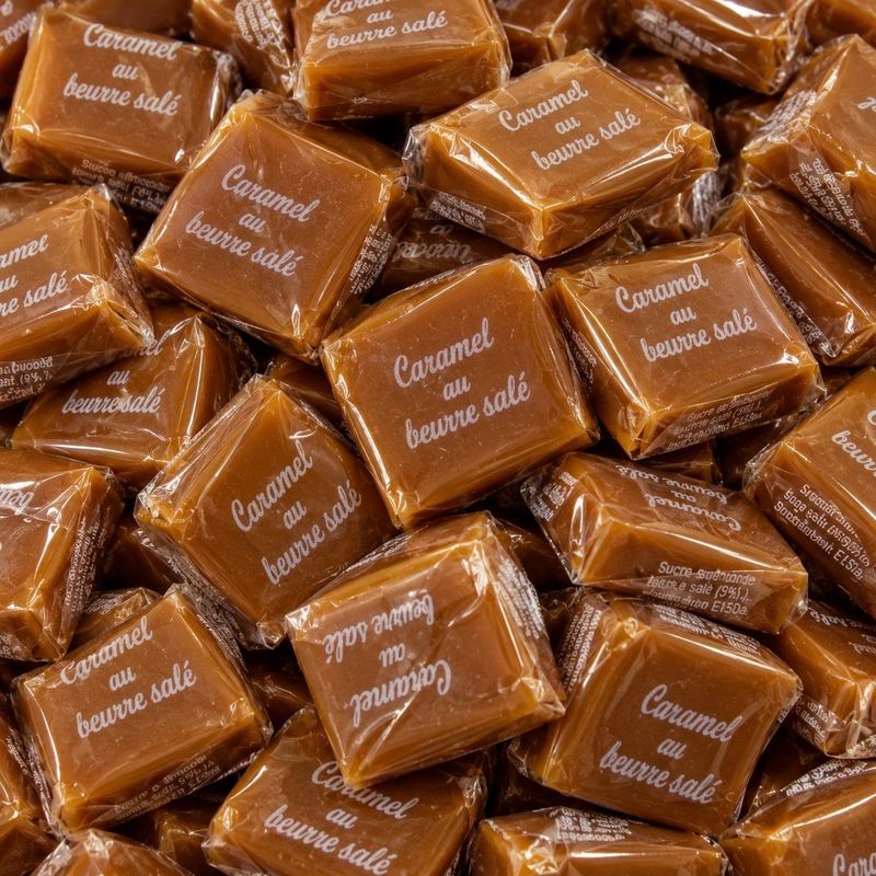 Palets caramel beurre salé emballés individuellement