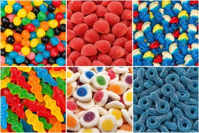 Bonbons à choisir : Dragibus, Fraises Tagada, Schtroumpfs, Croco, Œufs au plat P!k – Haribo, Tétine citrique bleue