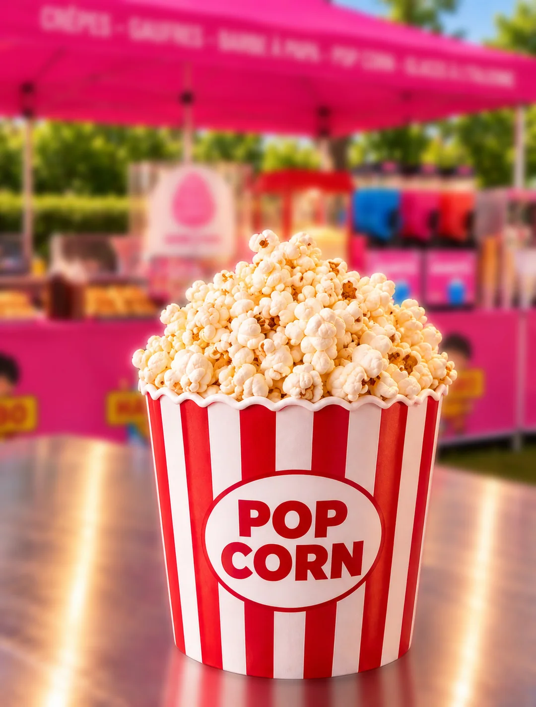 Pop-corn devant le stand Gourméa Events